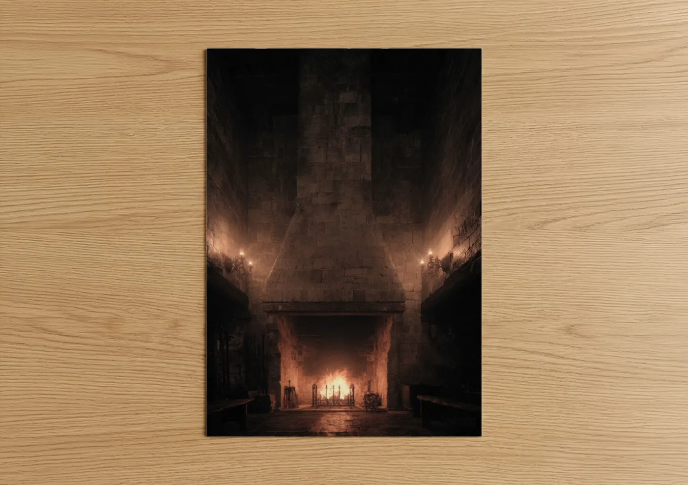 Medieval Fireplace With Dramatic Firelight Wall Art