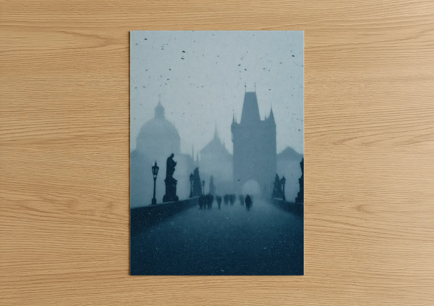 Charles Bridge Prague Rainy Atmospheric Wall Art