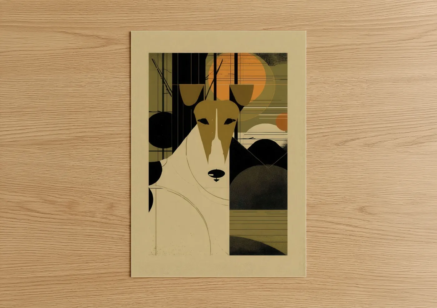 Geometric Terrier Art Deco Portrait Wall Art