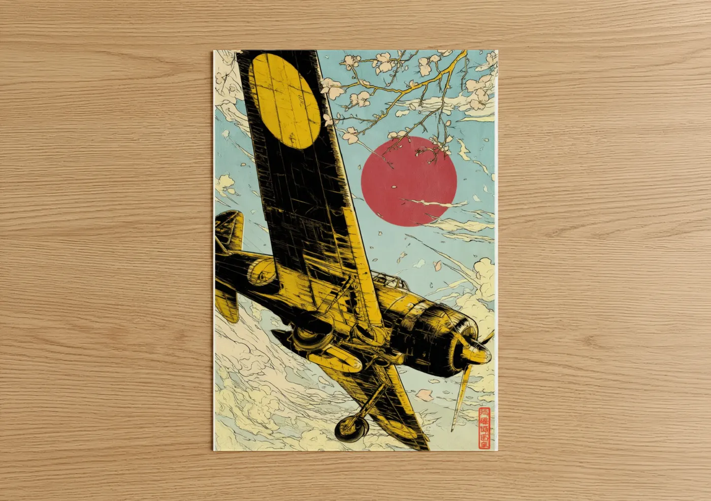 Golden Biplane Ascent Vintage Aircraft Wall Art