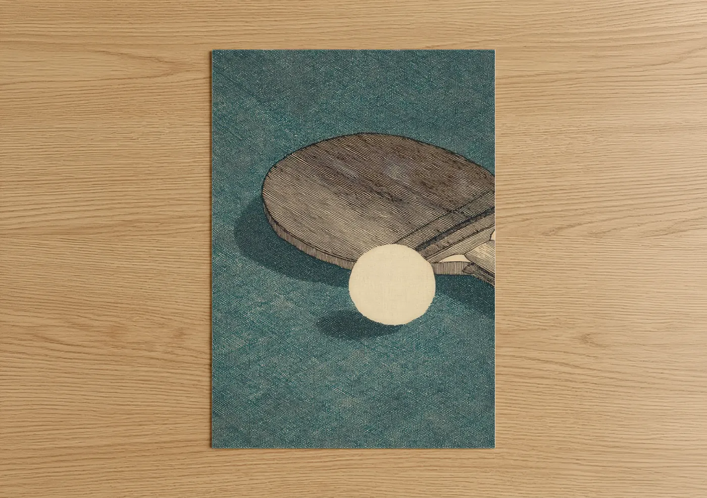 Minimalist Table Tennis Paddle Design Wall Art