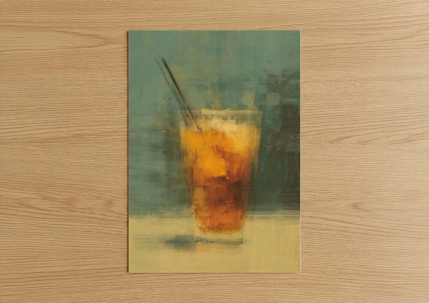 Amber Iced Tea with Ice Cubes Wall Art