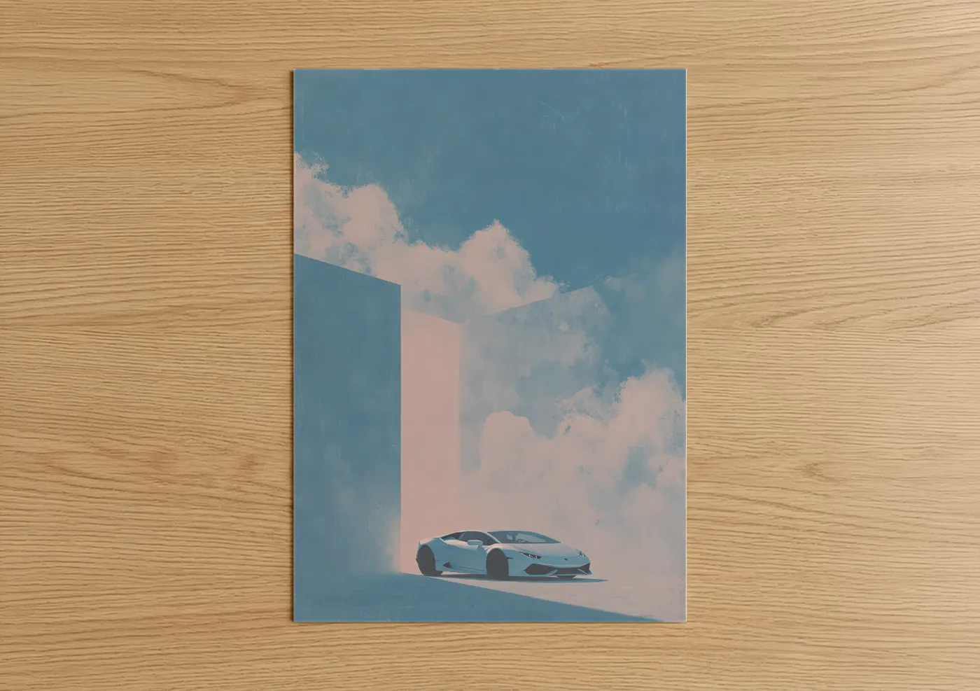 Luxury Sports Car Surreal Sky Wall Art
