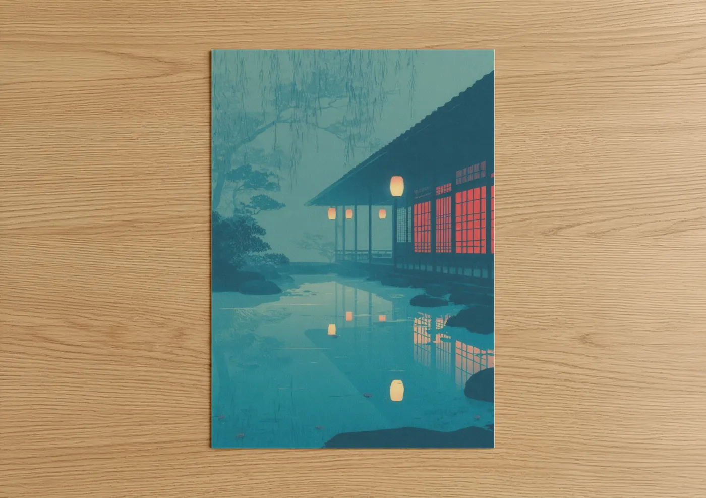 Riverside Hotel Dusk Reflection Art Wall Art