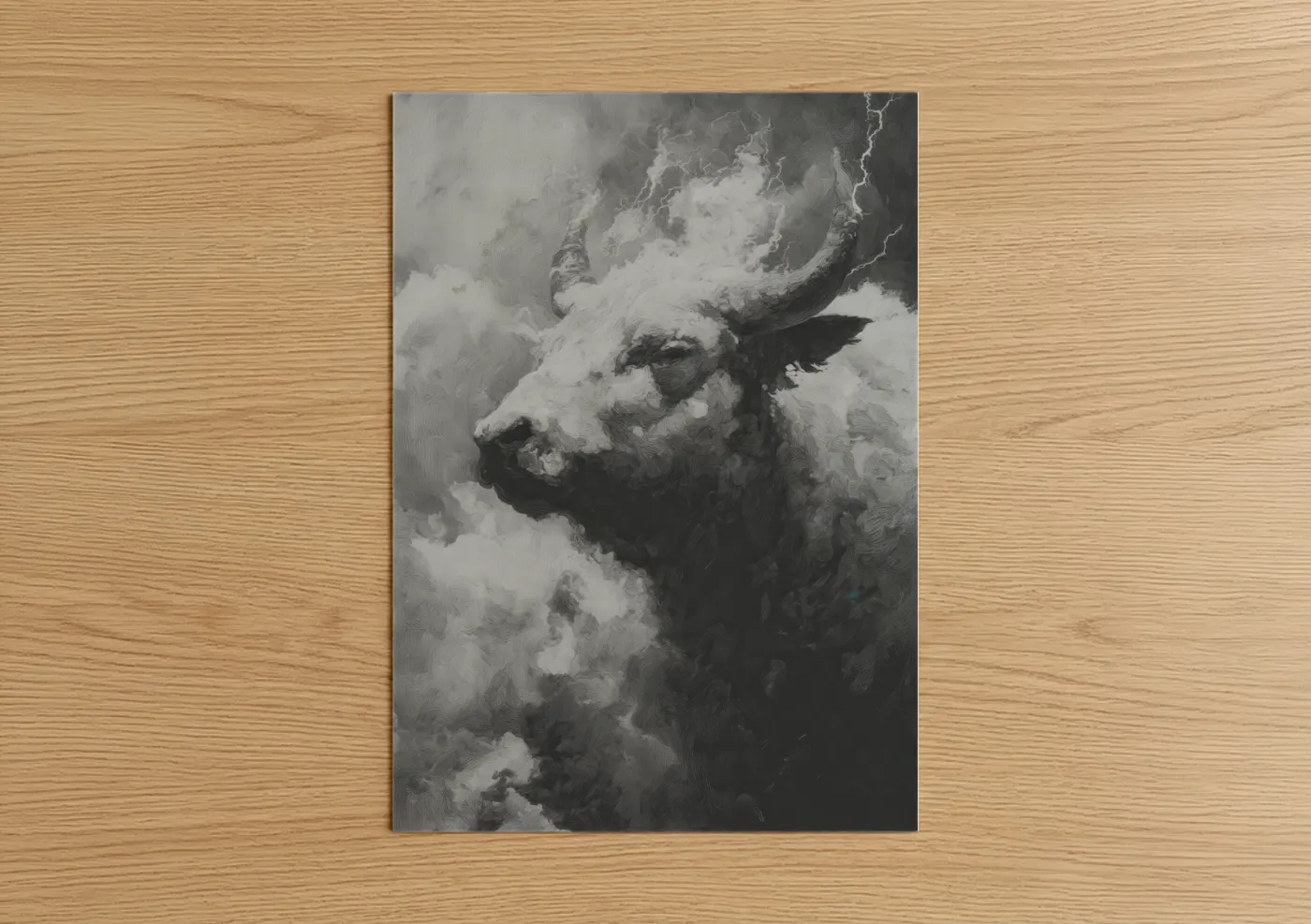 Snowy Yak Portrait Monochrome Wall Art
