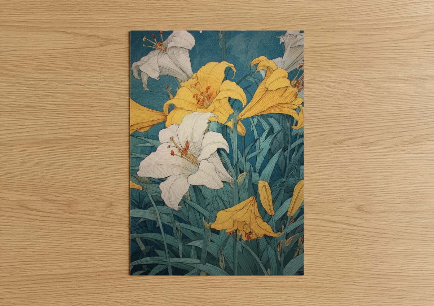 Golden Yellow Amarillys Botanical Wall Art
