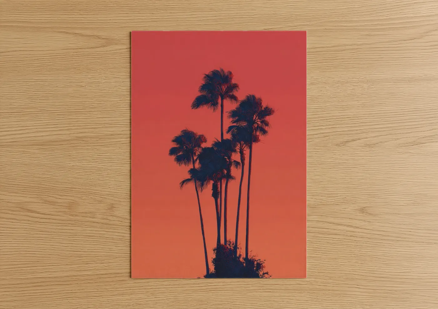 Sunset Palm Silhouettes Tropical Wall Art