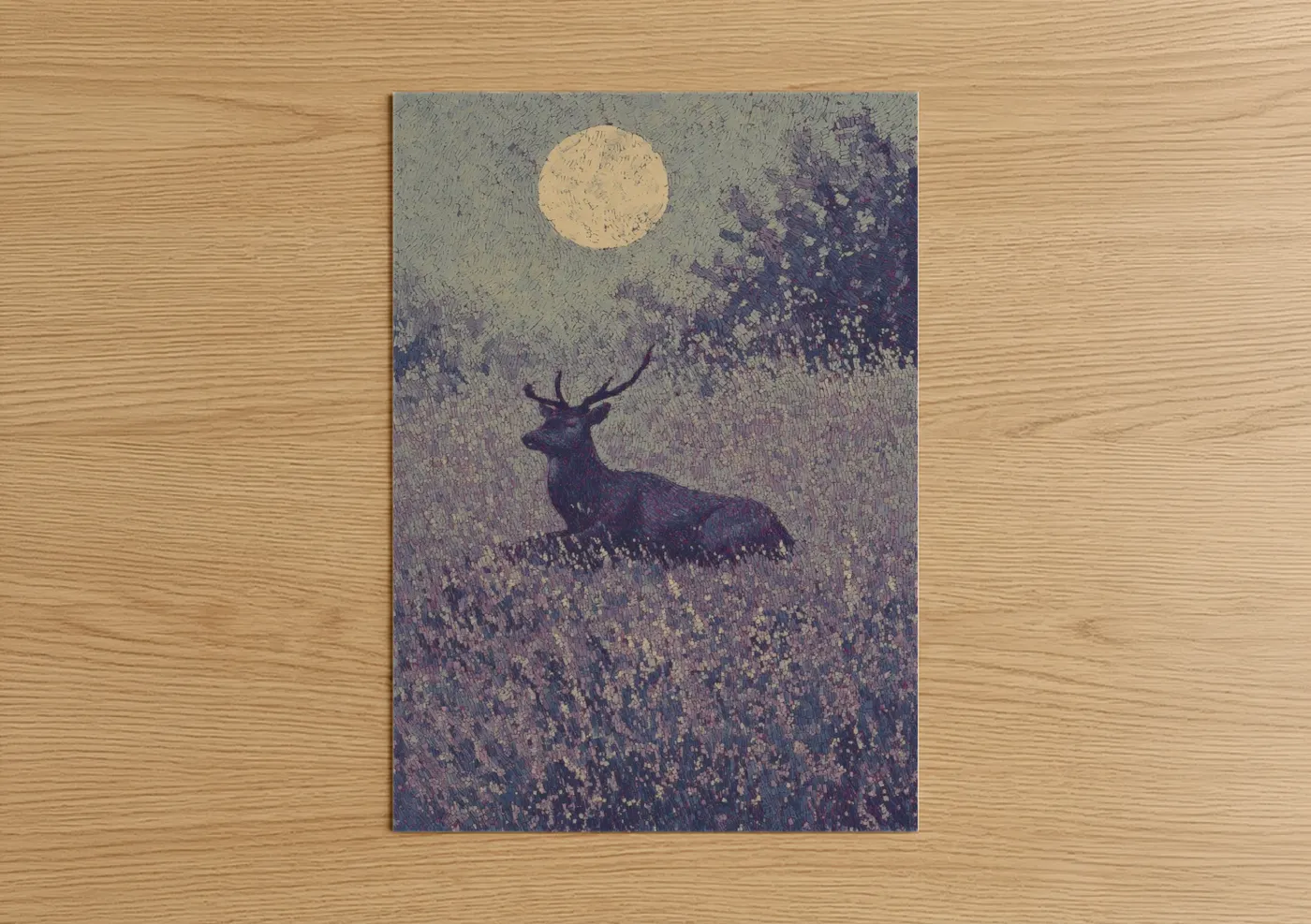 Moonlit Reindeer Silhouette Wall Art
