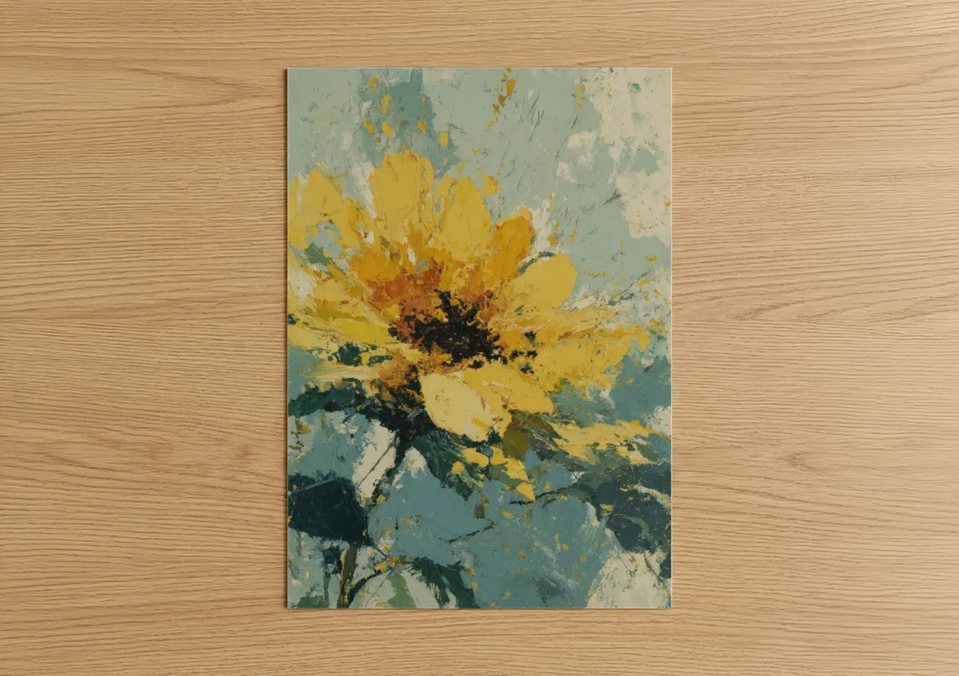 Golden Sunflower Abstract Expressionism Wall Art