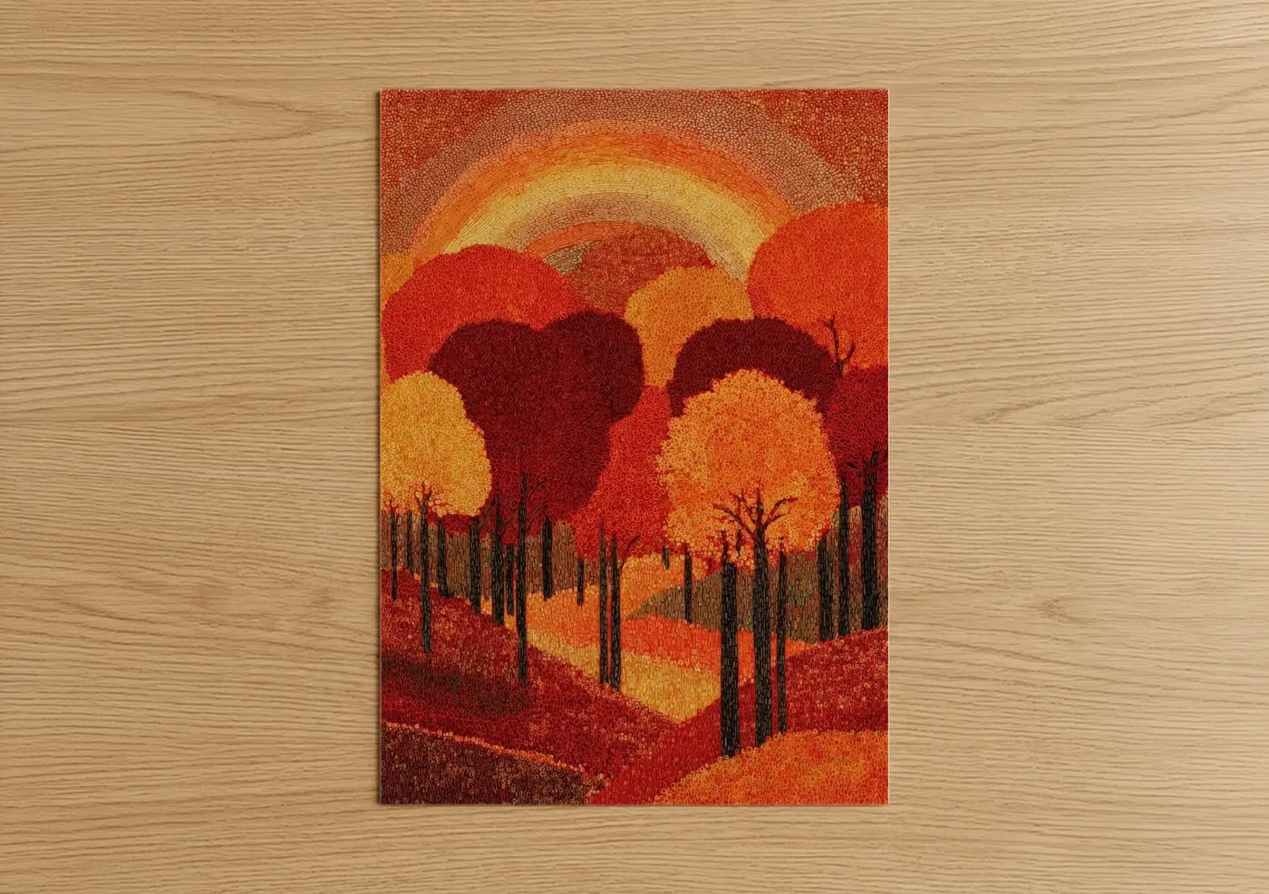Autumn Rainbow Landscape Art Print Wall Art