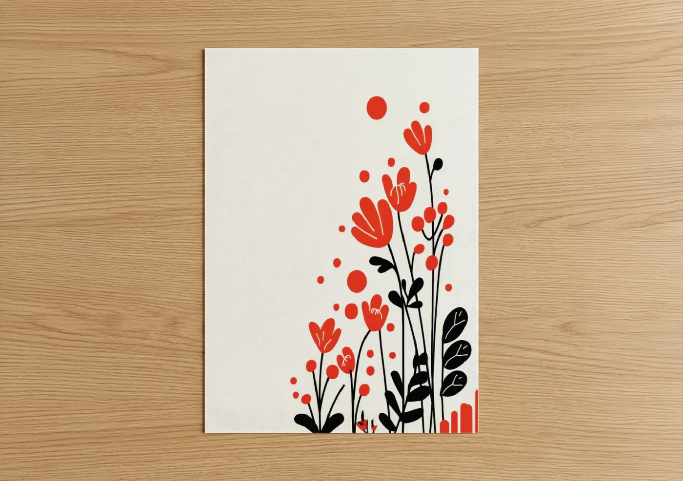 Abstract Red Flowers Modern Wall Art