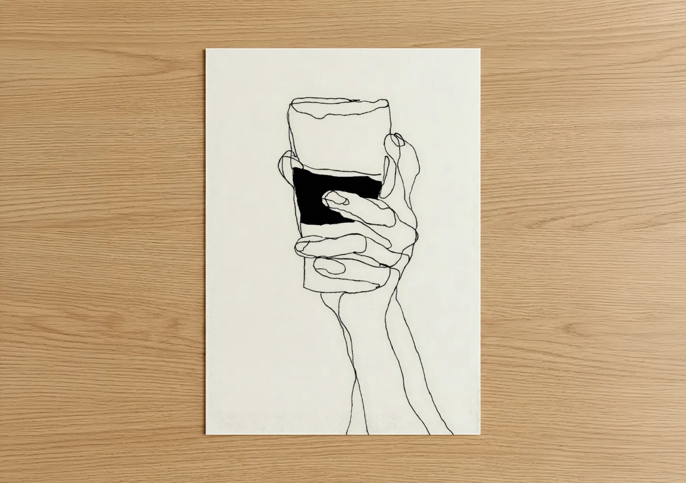 Minimalist Beer Line Art Hand Wall Art