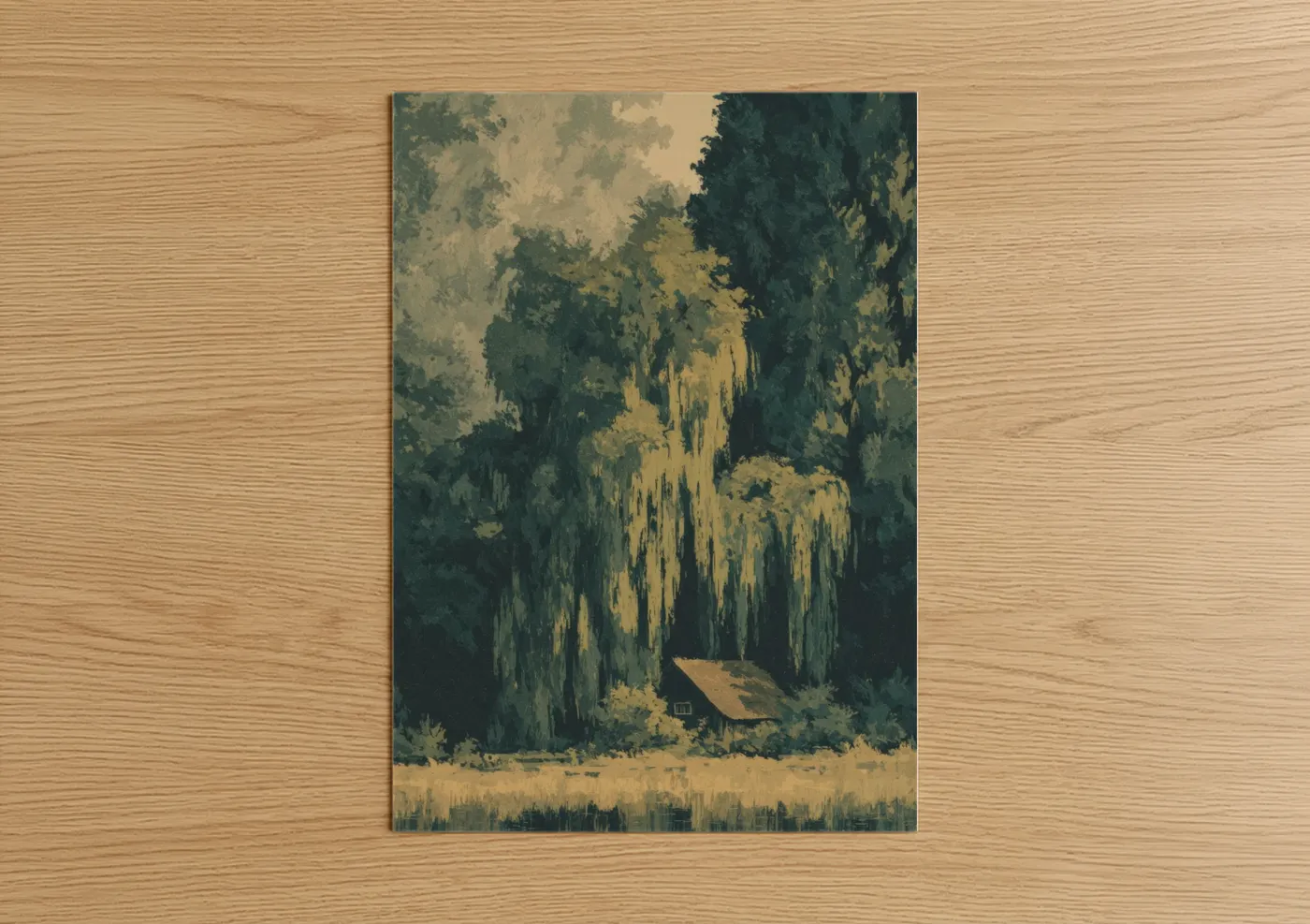 Weeping Willow Forest Vintage Landscape Wall Art