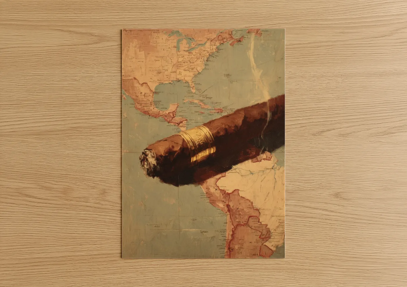Vintage Cigar Map Exploration Wall Art