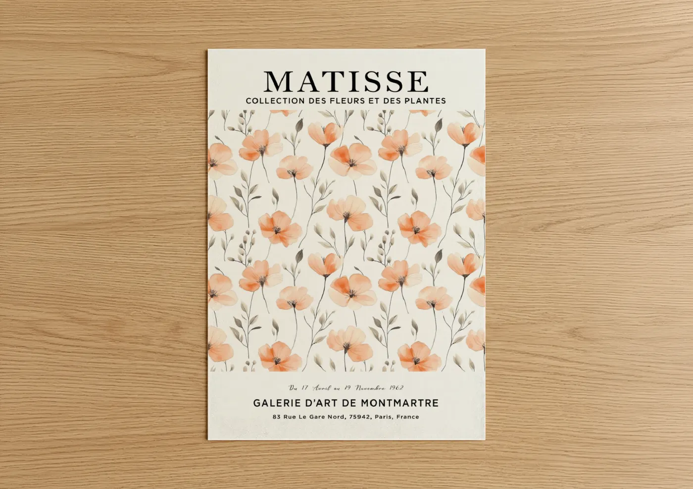 Matisse Poppies Watercolor Floral Pattern Wall Art