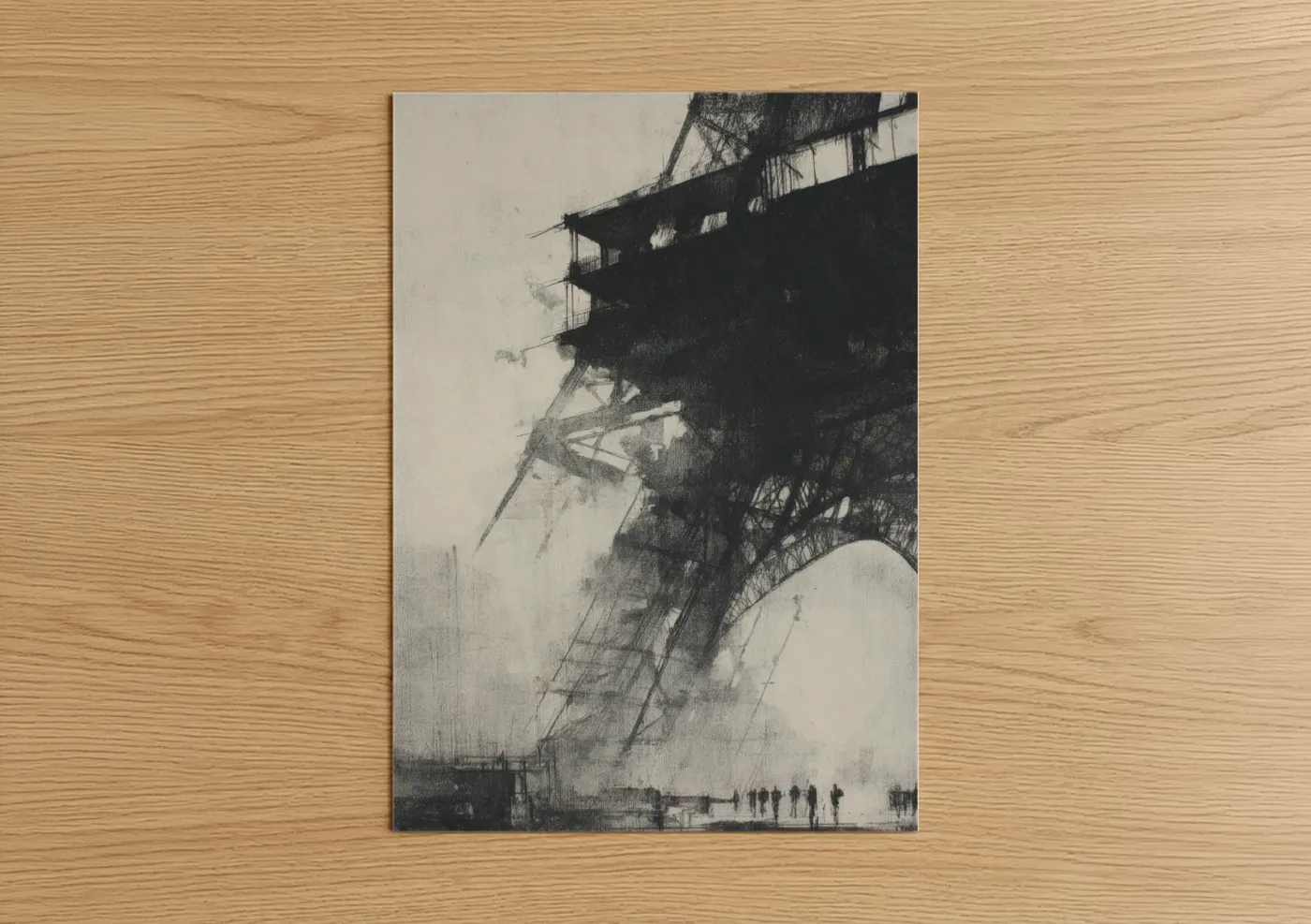 Industrial Eiffel Tower Black White Wall Art