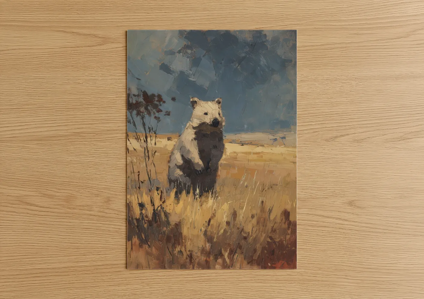 Golden Wombat Savanna Landscape Wall Art