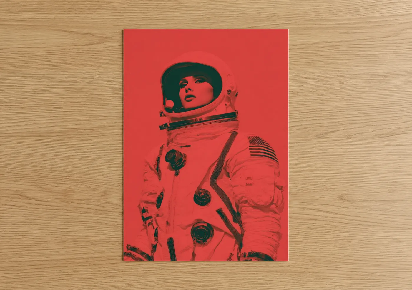 Crimson Astronaut Pop Art Portrait Wall Art
