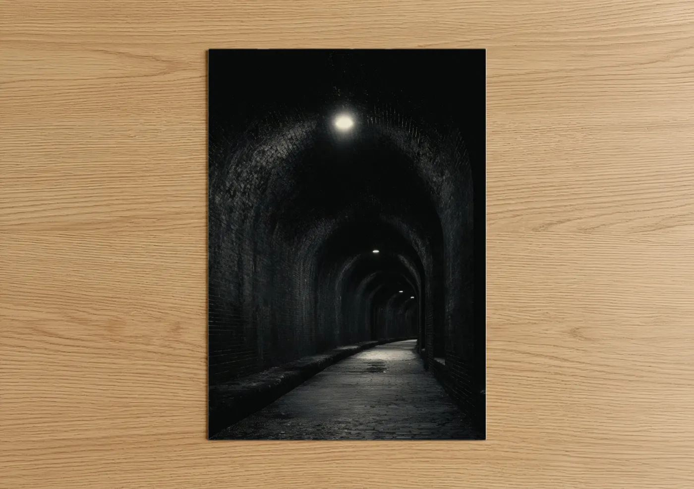 Moonlit Tunnel Black and White Architecture Wall Art