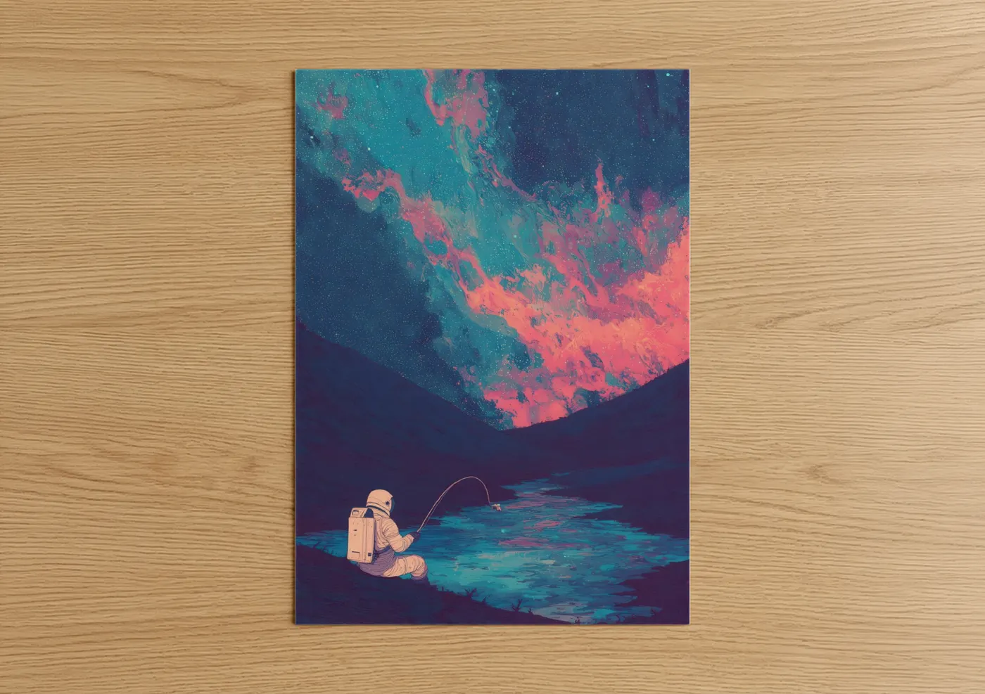 Astronaut Fishing Cosmic Sky Wall Art