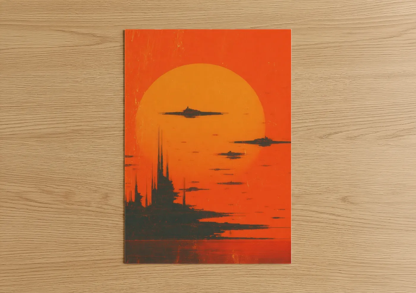 Alien Invasion Sci-Fi Sunset Wall Art
