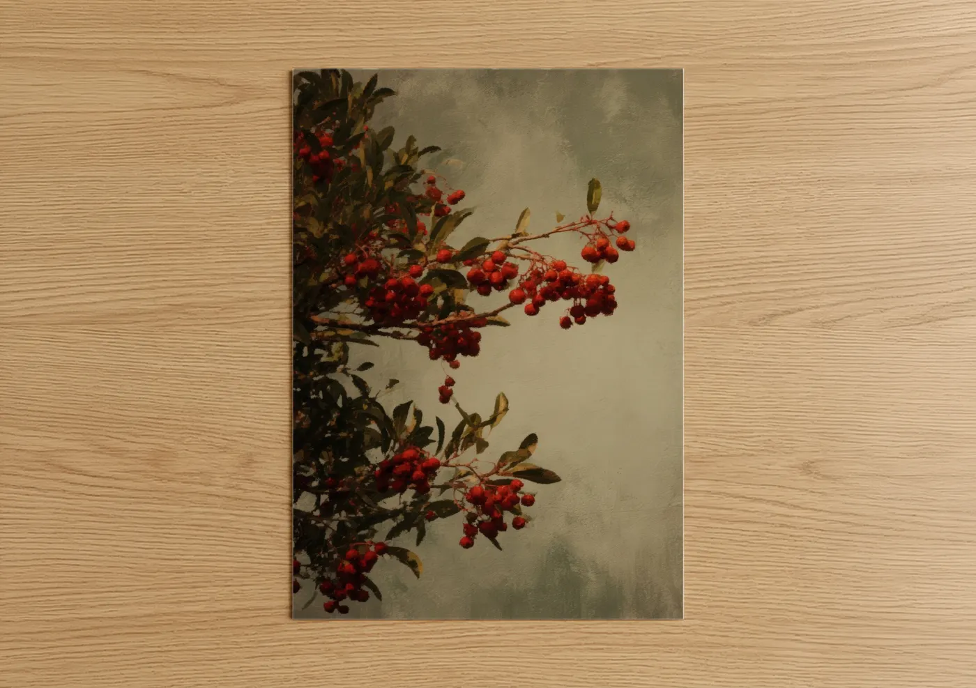 Crimson Arbutus Tree Berries Nature Wall Art