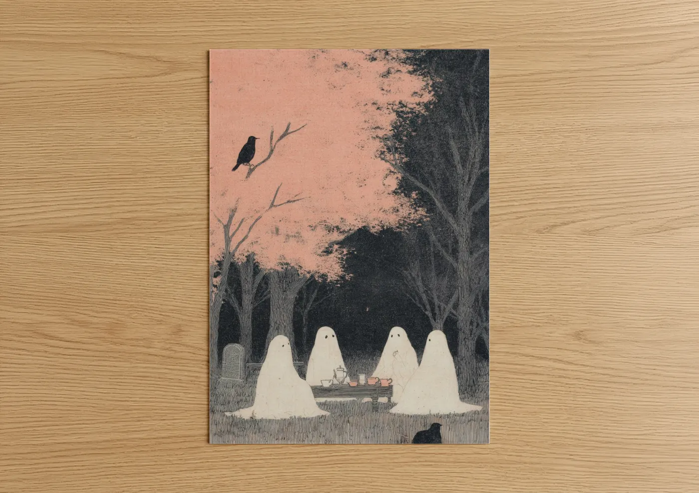 Spooky Ghost Gathering Halloween Wall Art