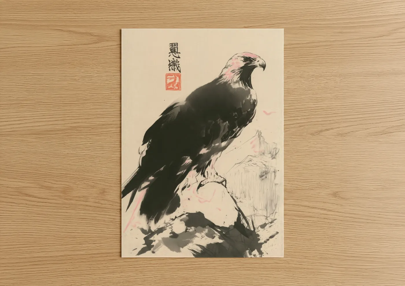 Majestic Eagle Japanese Woodblock Wall Art