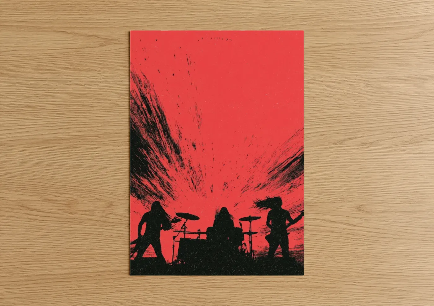 Death Metal Band Silhouette Red Wall Art