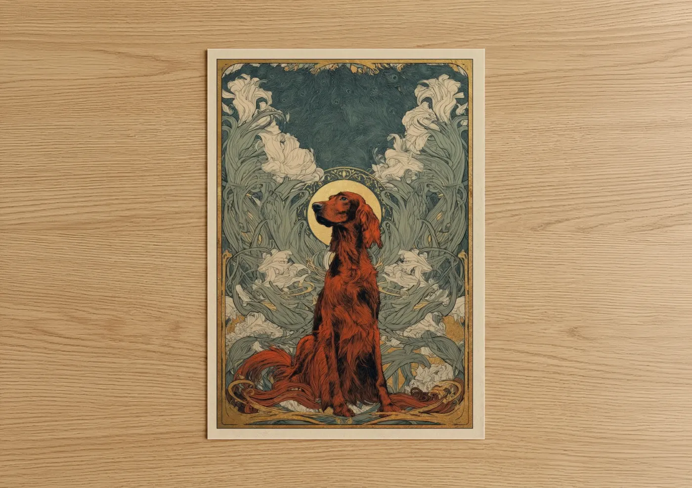 Red Setter Dog Art Deco Halo Wall Art