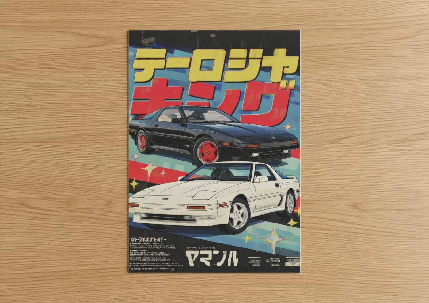 Vintage Japanese Retro Sports Cars Poster Wall Art