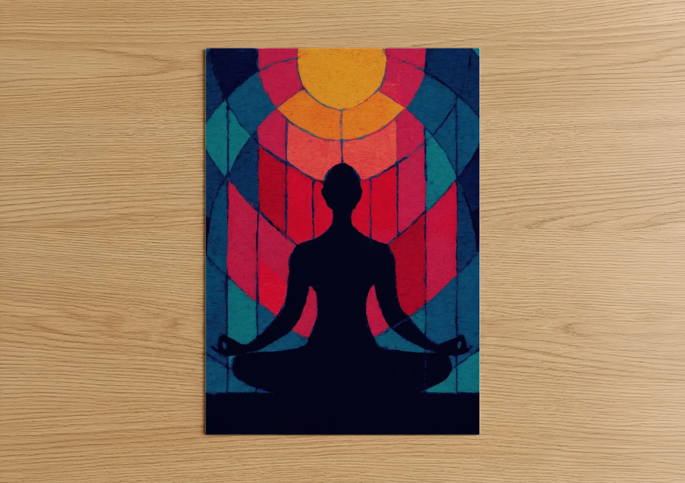 Meditative Yoga Silhouette Colorful Art Wall Art
