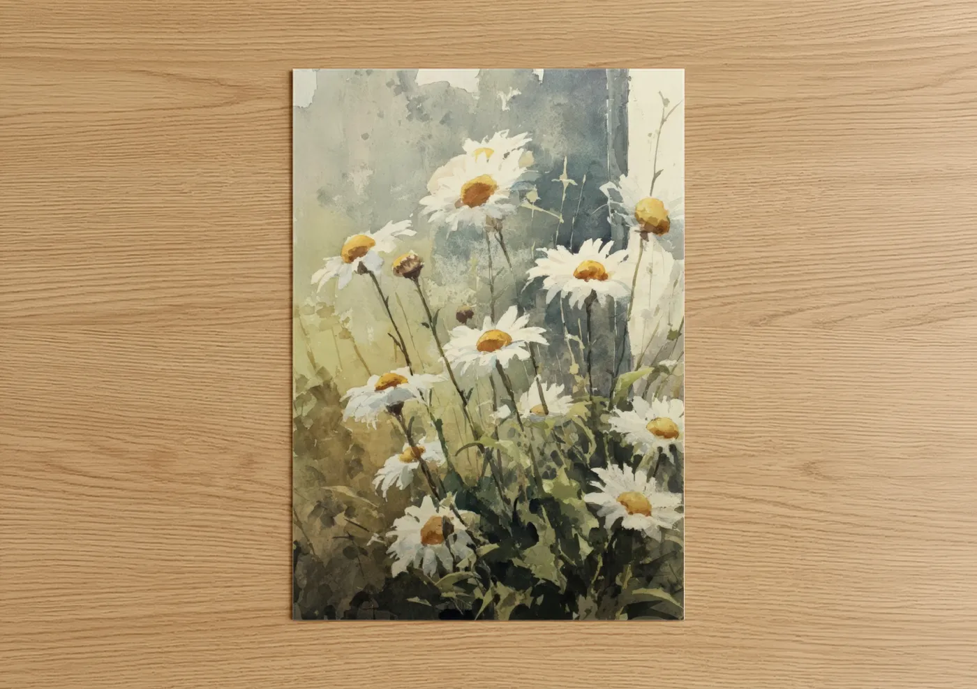 White Daisy Watercolor Garden Wall Art