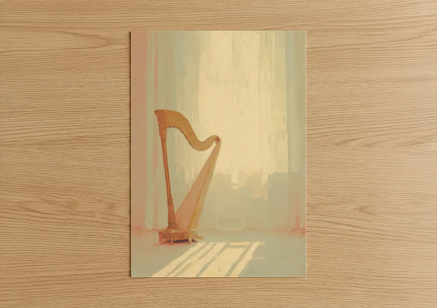 Sunlit Harp Music Room Warm Light Wall Art