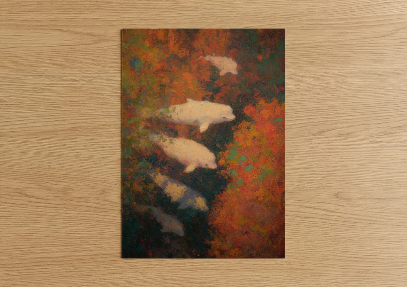 Beluga Whale Pod Abstract Warmth Wall Art