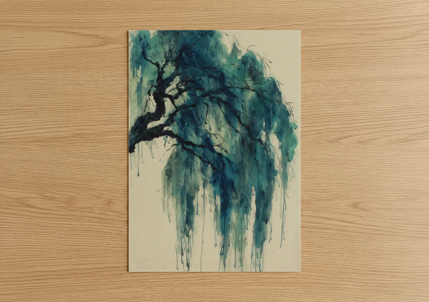 Weeping Willow Watercolor Tree Wall Art