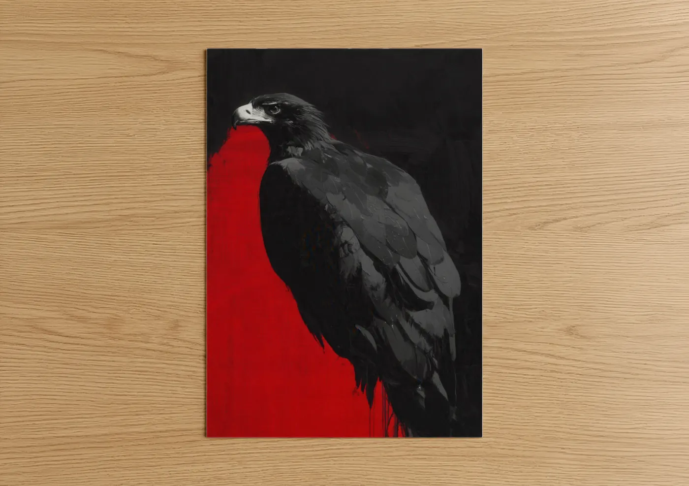 Crimson Eagle Black and White Wall Art
