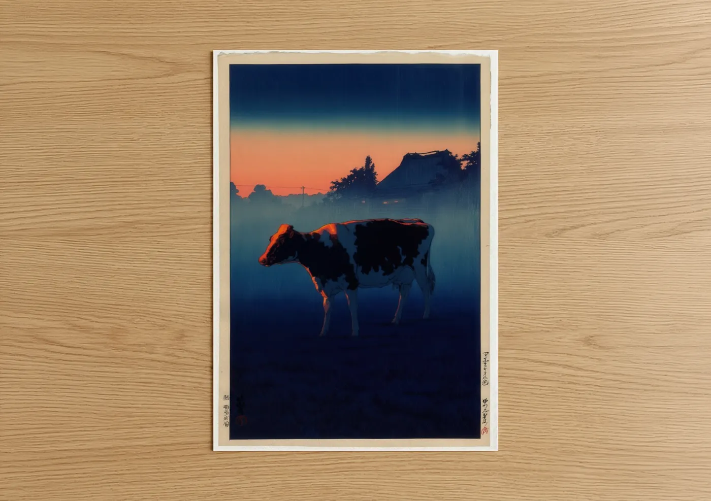 Jersey Cow Sunrise Farm Landscape Wall Art