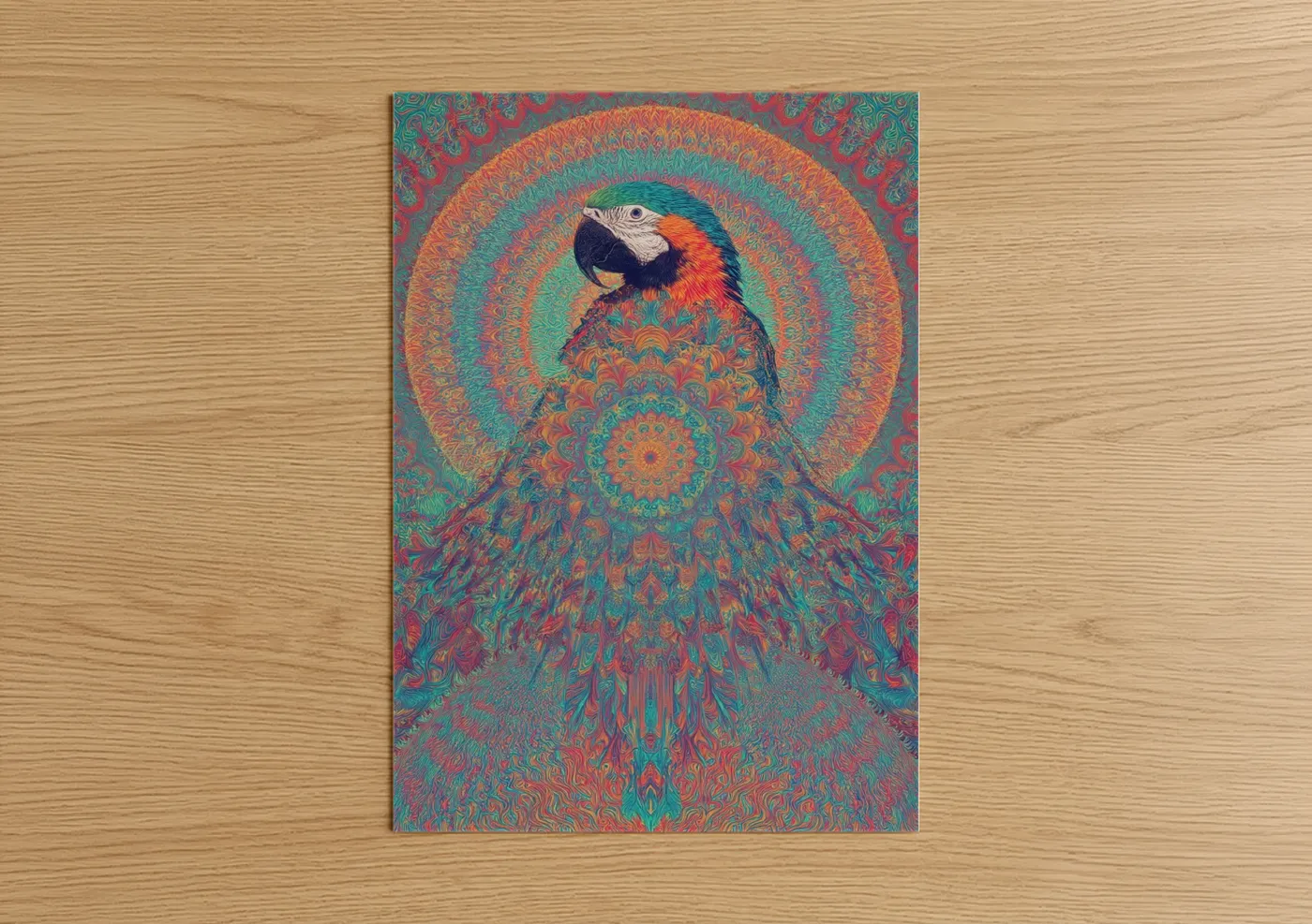 Radiant Macaw Psychedelic Wall Art