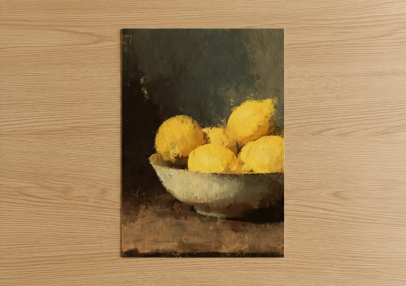 Golden Lemons Bowl Still Life Wall Art