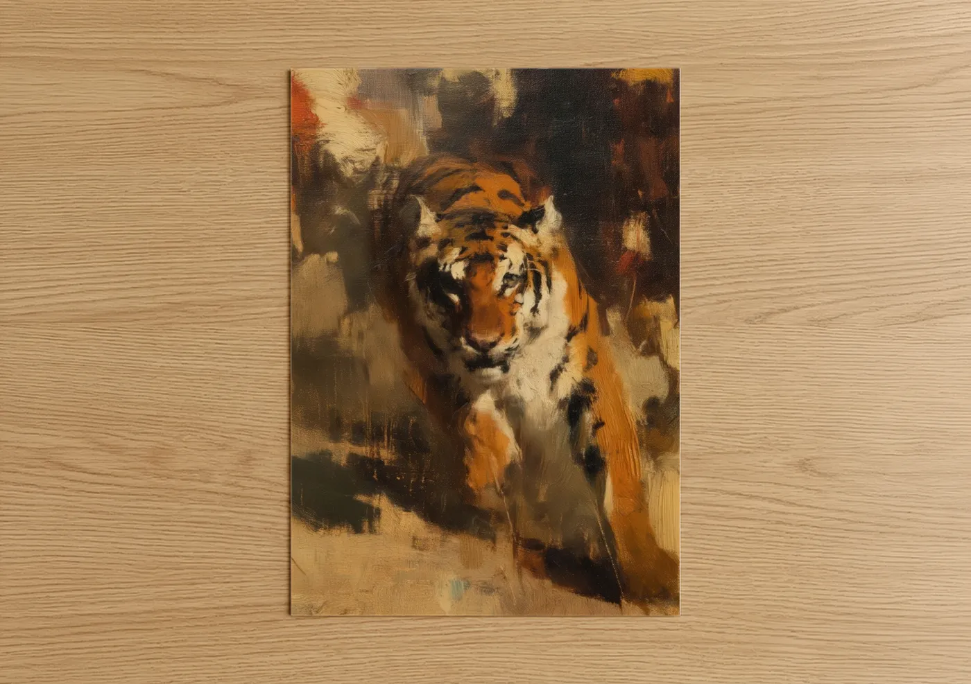 Golden Tiger Portrait Expressionist Wall Art