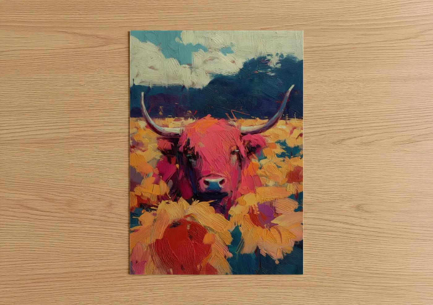 Vibrant Highland Cow Expressionist Wall Art