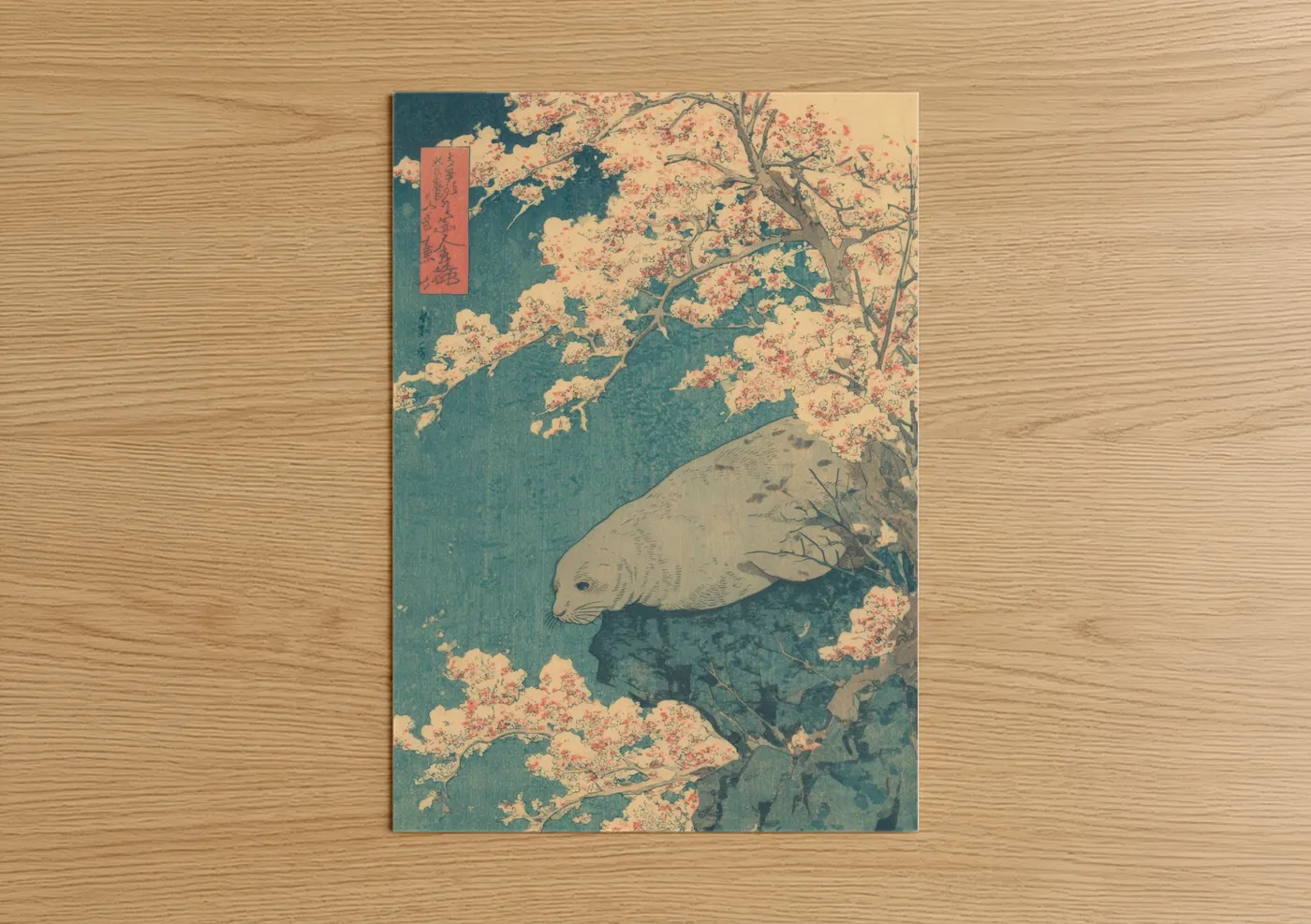 Cherry Blossom Seal Japanese Wall Art