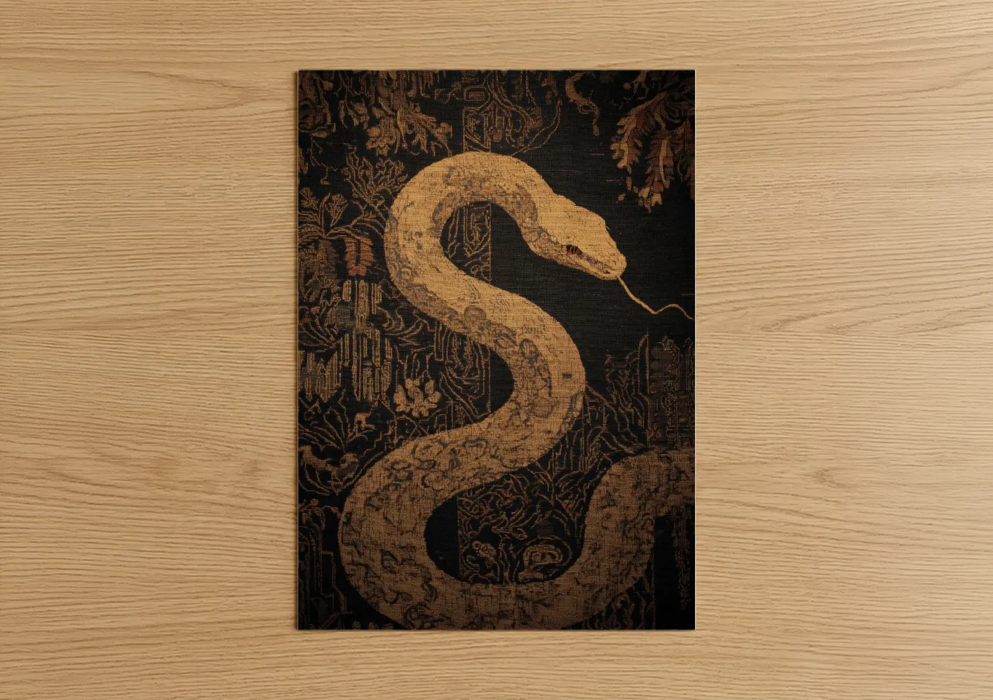 Golden Boa Constrictor Textured Wall Art