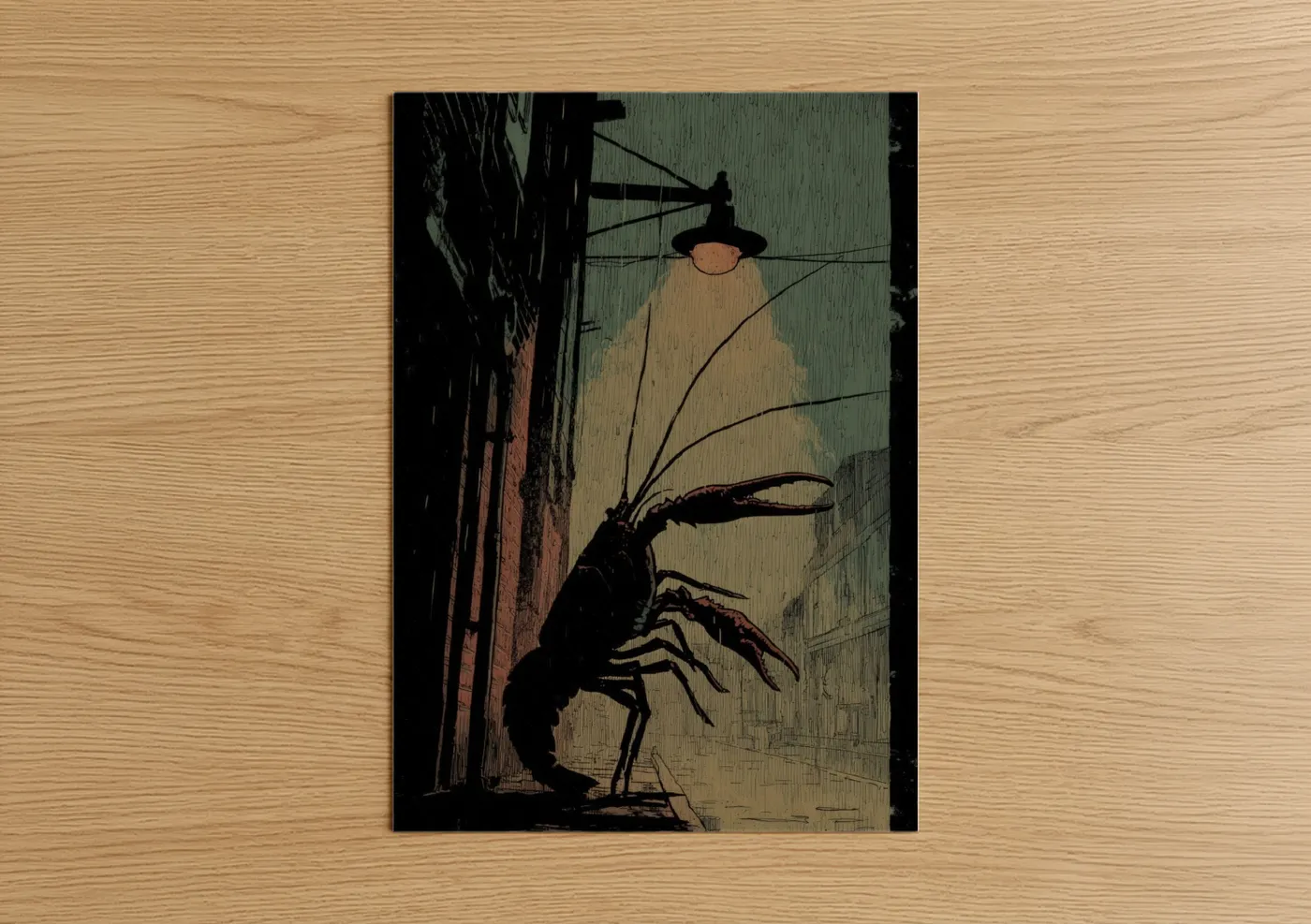 Noir Crayfish Silhouette Alley Wall Art