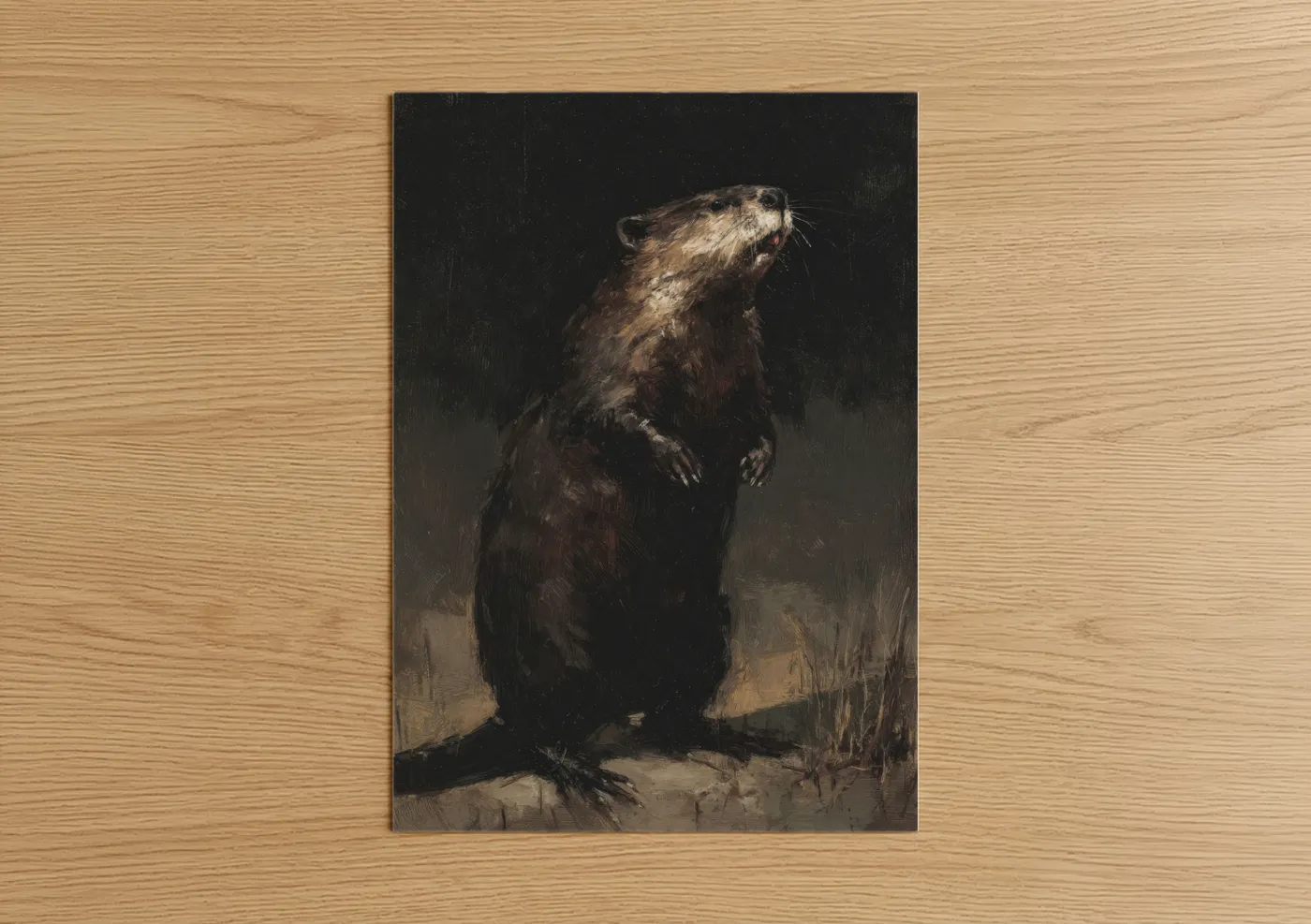 Upright Beaver Classic Oil Painting Wall Art