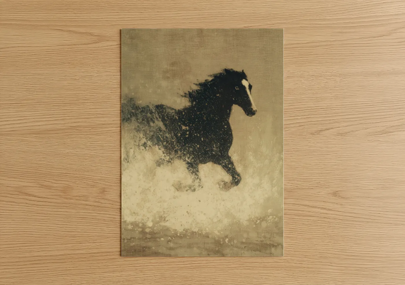 Black Horse Racing Dust Motion Wall Art