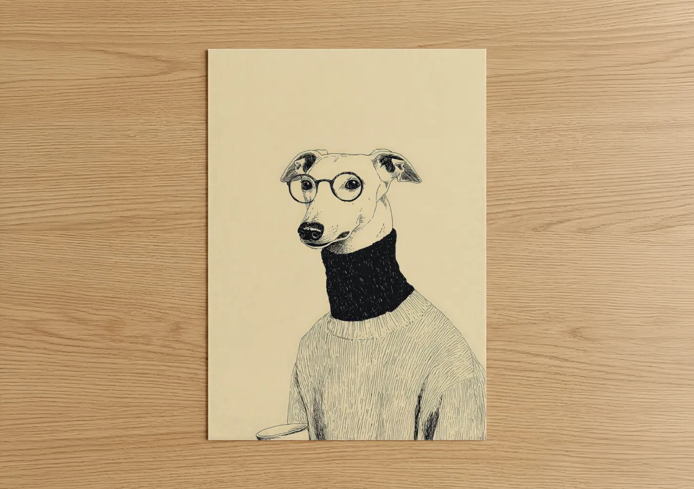 Intellectual Greyhound Fashion Illustration Wall Art