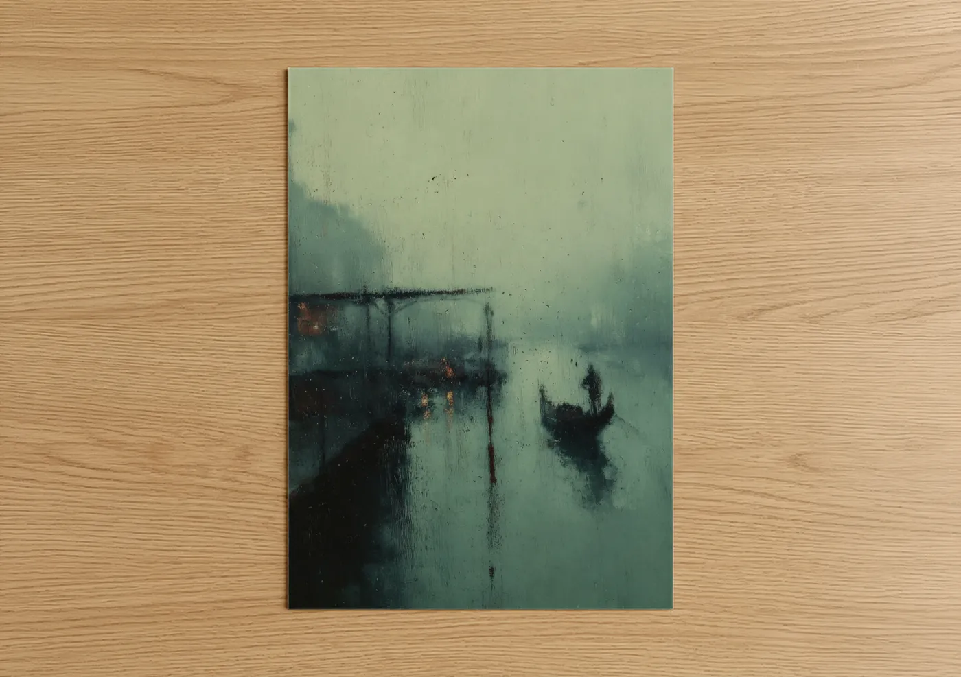 Misty Venetian Gondola in Rain Wall Art