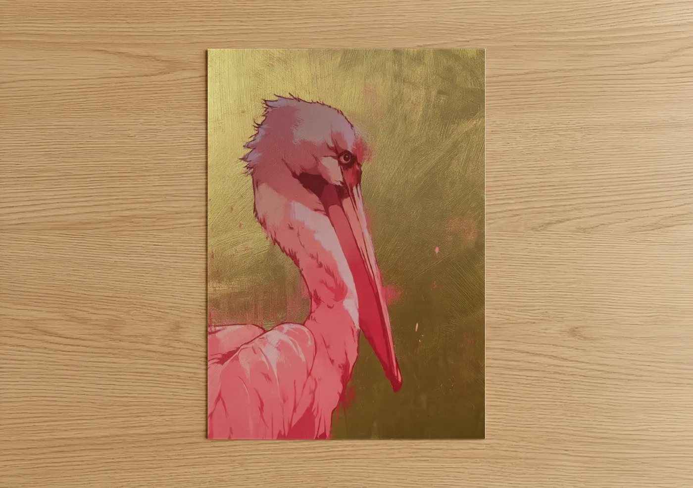 Rose Pink Pelican Modern Wall Art